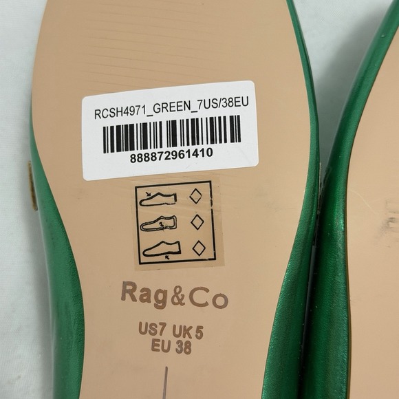 Metallic Emerald Rhinestone Loafers Sz 7 Statement Glam Rag & Co Celosia Maximal - Picture 9 of 9